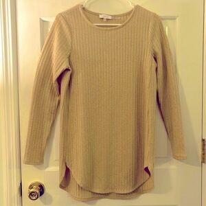 Calvin Klein beige top with gold sparkle thread throughout. Size S. Like new.